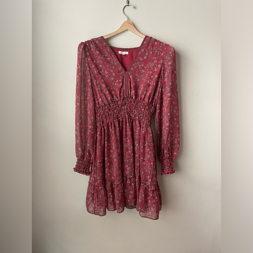 Max Studio red floral long sleeve dress
